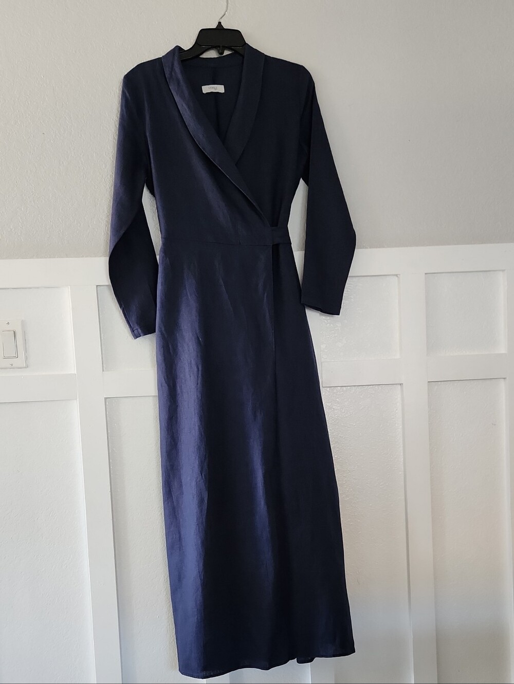 Long Sleeve Navy Wrap Maxi Dress